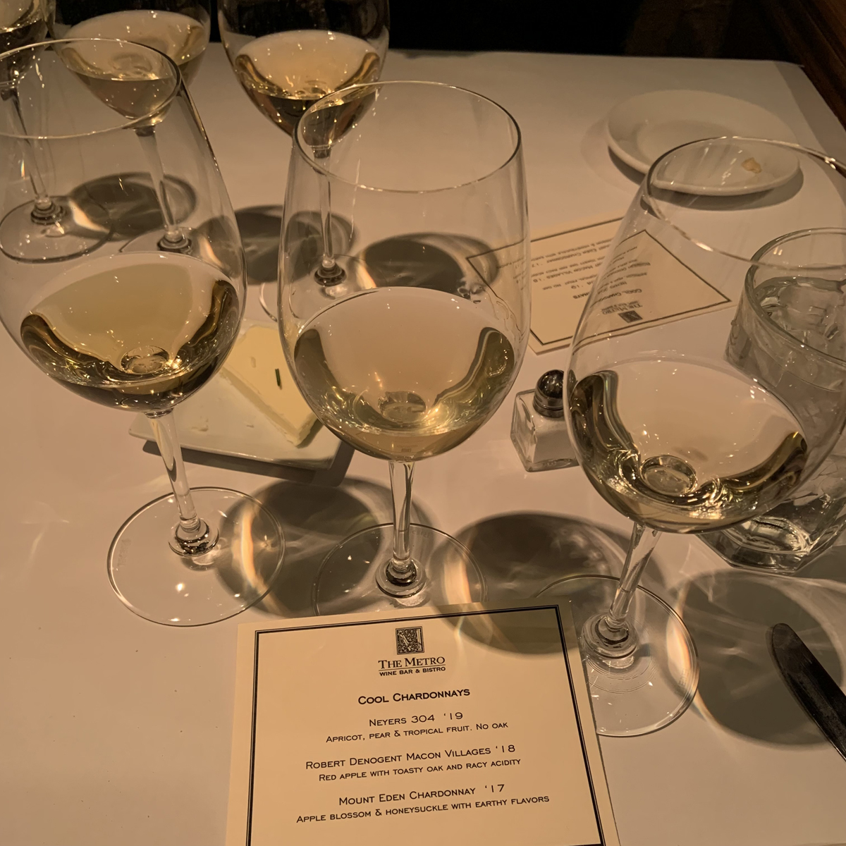 A Flight of Cool Chardonnays at The Metro Wine Bar and Bistro in Oklahoma City